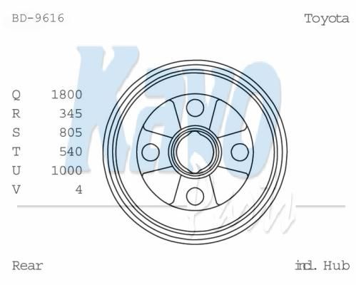 KAVO PARTS Тормозной барабан BD-9616